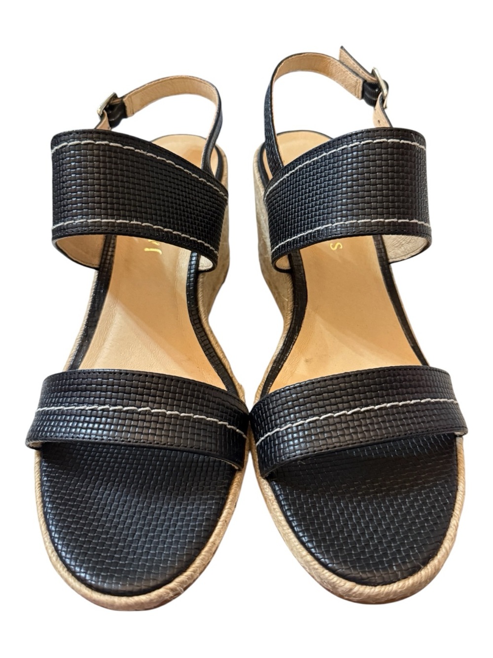 Jack Rogers Sunset Wedge Embossed Weave Black Sandals Size 11 NIB